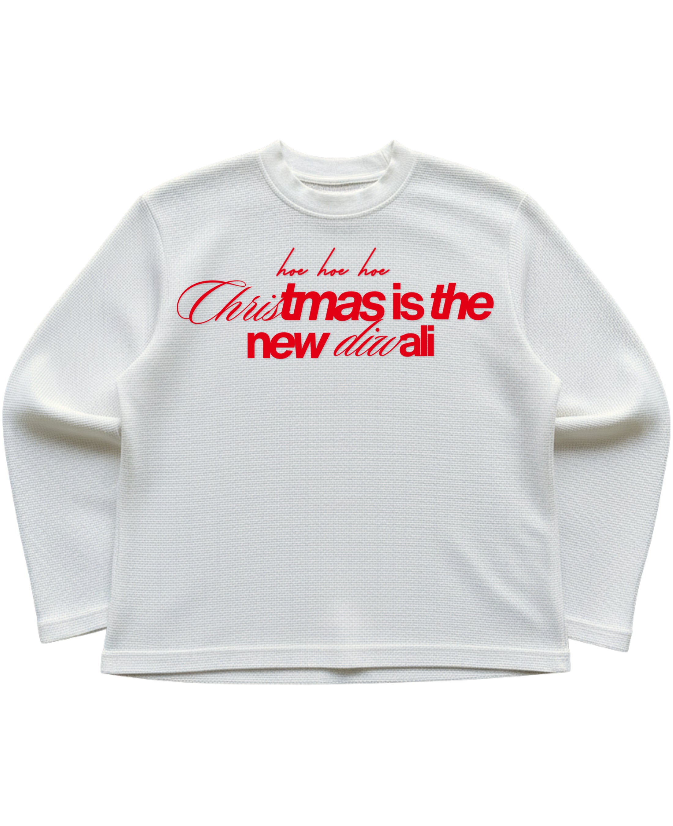 Off-white waffle knit oversized full-sleeve Front Design