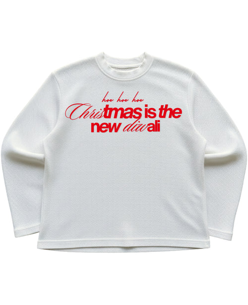 Off-white waffle knit oversized full-sleeve Front Design